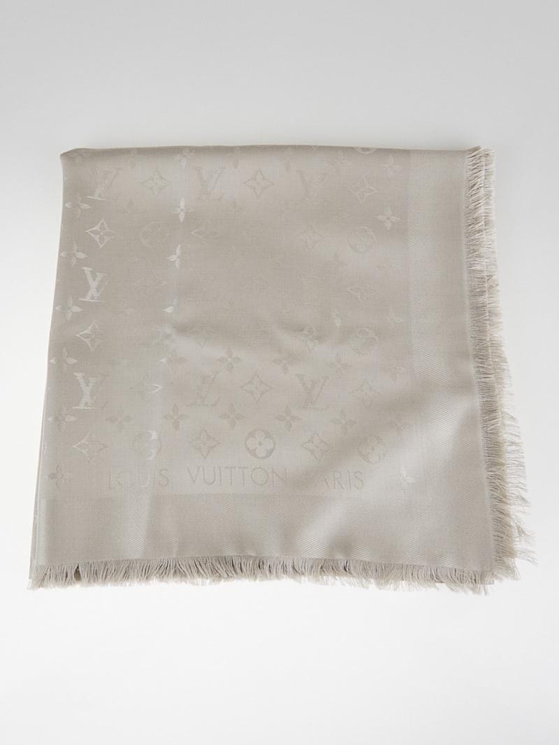 Louis Vuitton Black Monogram Silk/Wool Shawl Scarf - Yoogi's Closet