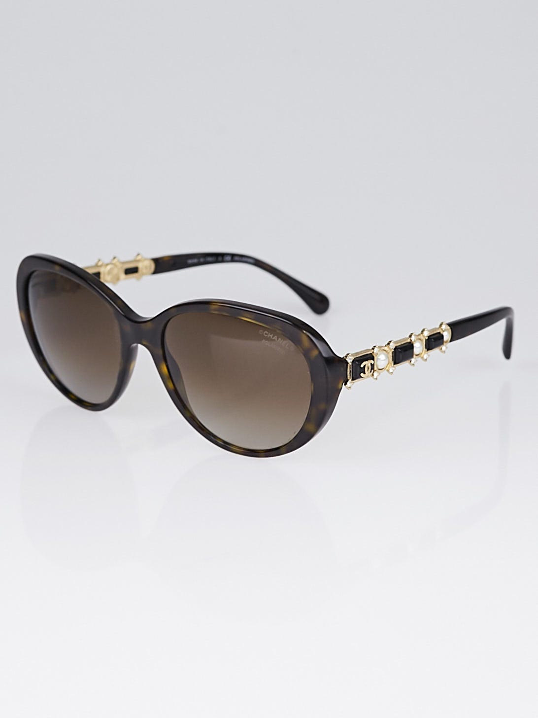 Chanel Tortoise Shell Acetate Cat Eye Frame Bijou Pearl Sunglasses-5337 - Yoogi's  Closet