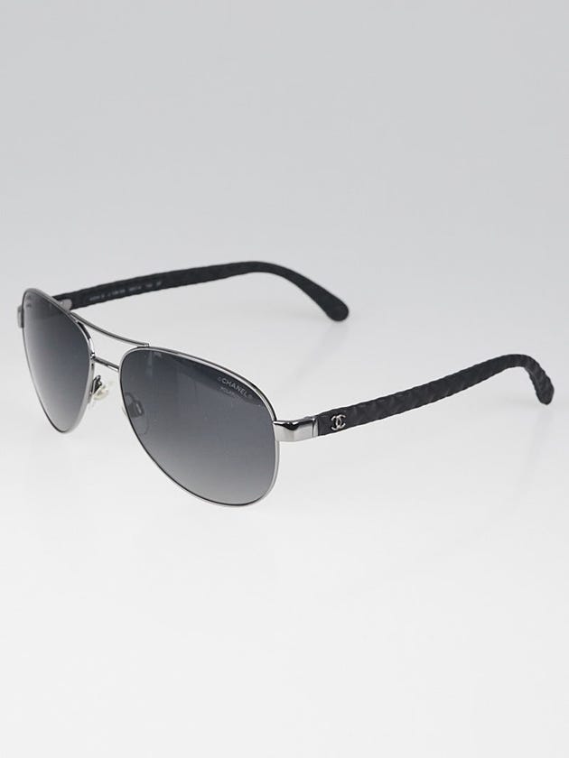 Chanel Silvertone Metal Frame Aviator Sunglasses-4204-Q