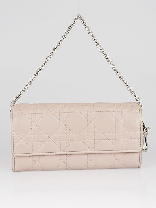 Christian Dior Pink Quilted Cannage Leather Lady Dior Wallet on Chain ...
