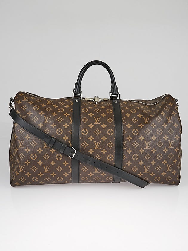 Louis Vuitton Monogram Canvas Macassar Keepall Bandouliere 55 Bag
