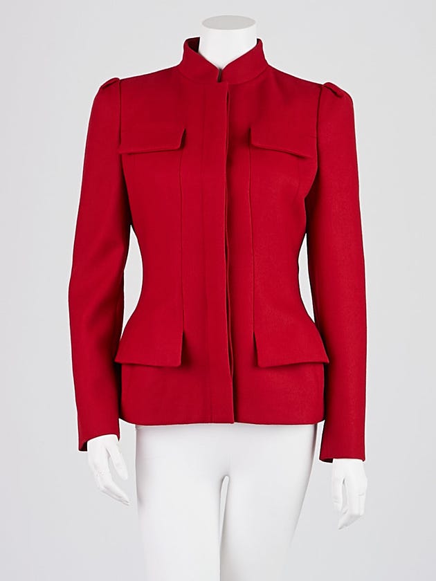 Alexander McQueen Red Wool Peplum Jacket Size 8/42