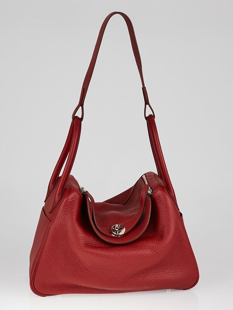 Hermès Rouge Garance Clémence Leather Lindy 34 – FashionsZila
