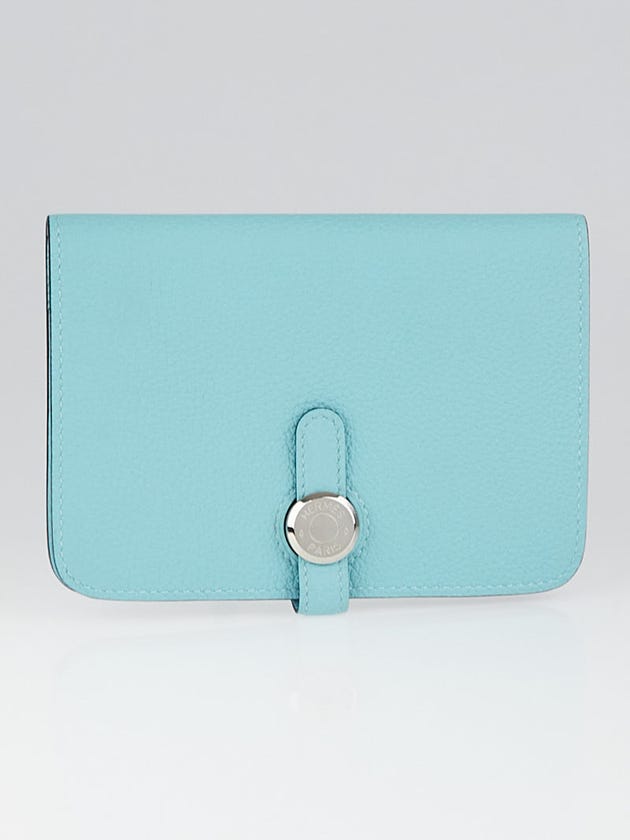 Hermes Blue Atoll Togo Leather Dogon Compact Wallet