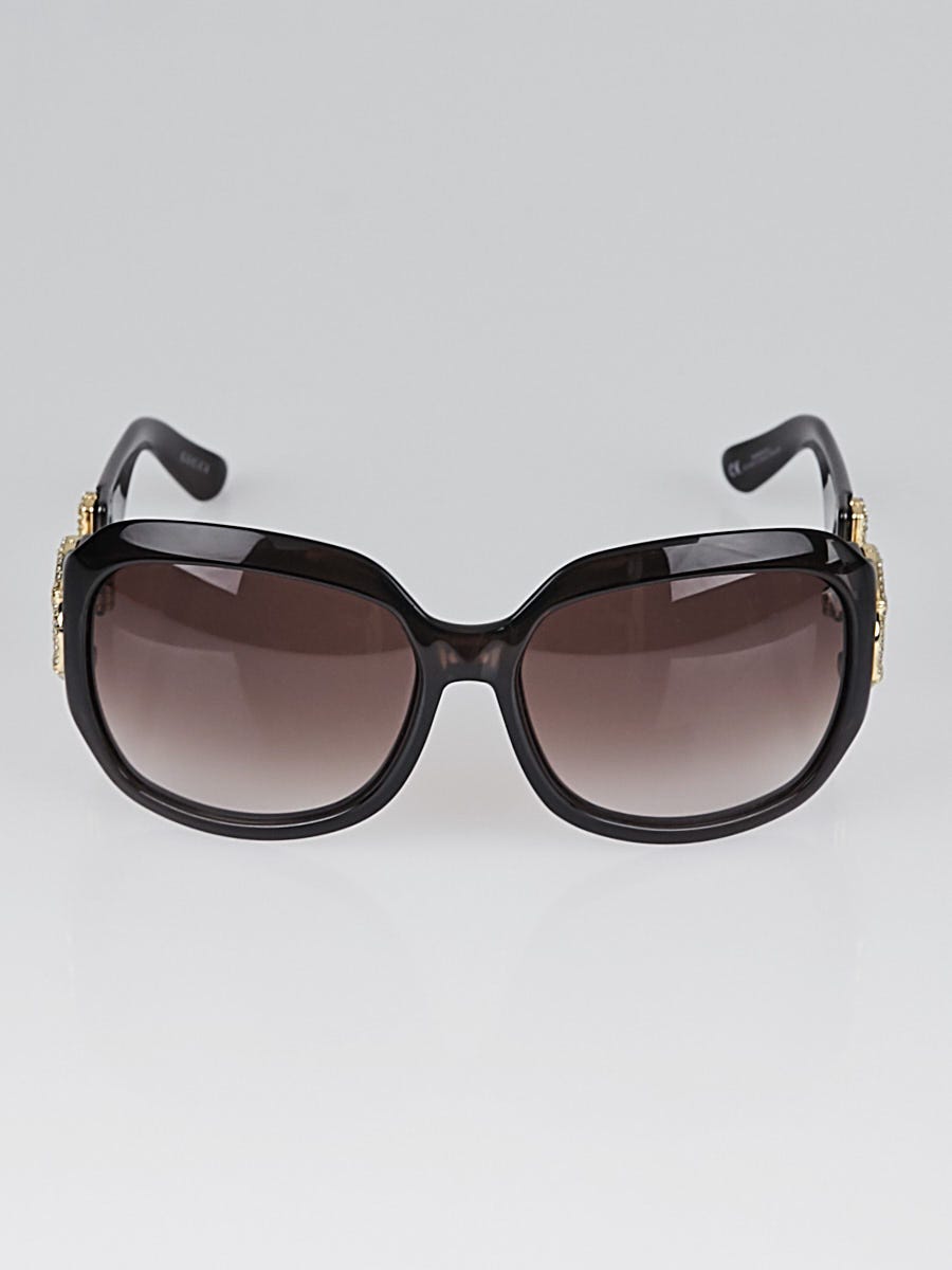 Gucci Brown Swarovski Crystal Horsebit Sunglasses GG3017 | Yoogi's