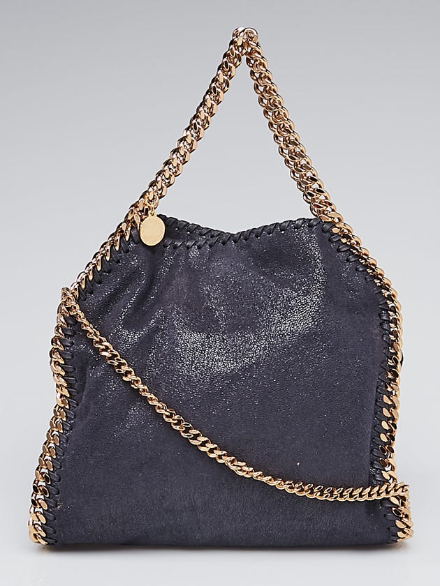 Stella McCartney Navy Blue Shaggy Dear Faux-Leather Mini Falabella Bag