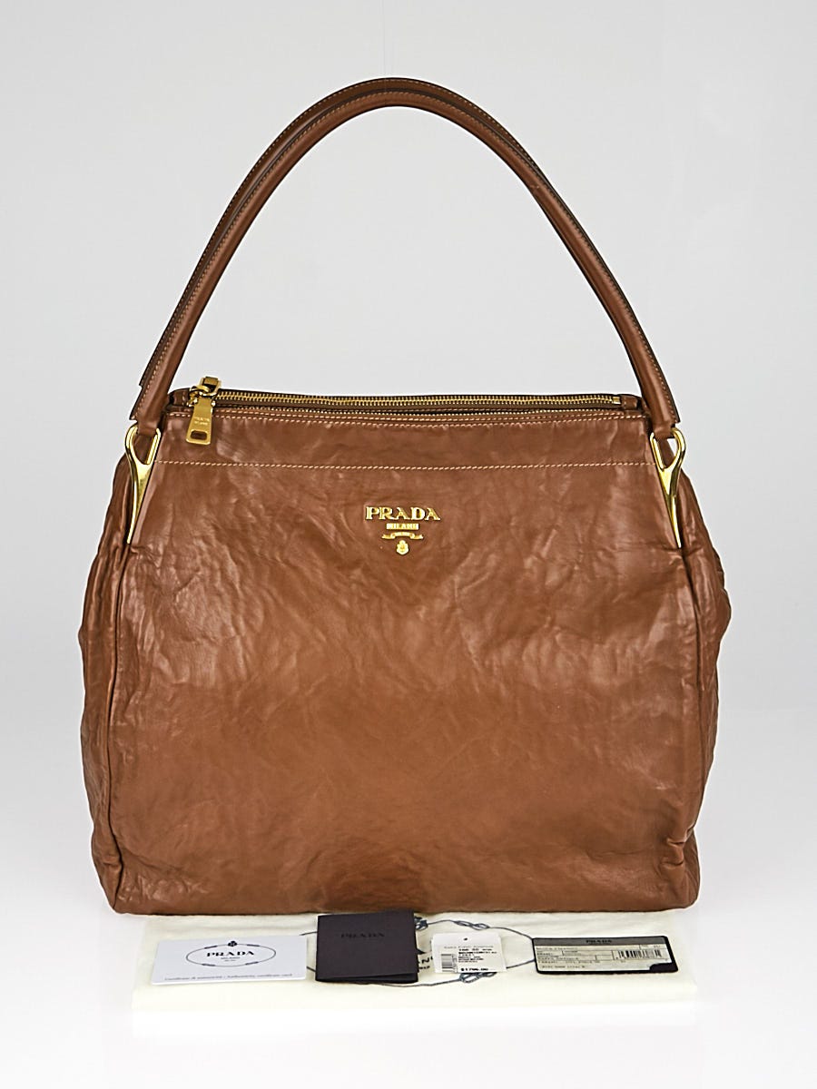 PRADA Brown Fabric and Leather Jacquard Bag ~ Casual yet classic!