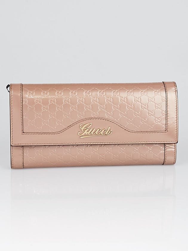 Gucci Pink Guccissima Embossed Patent Leather Continental Wallet