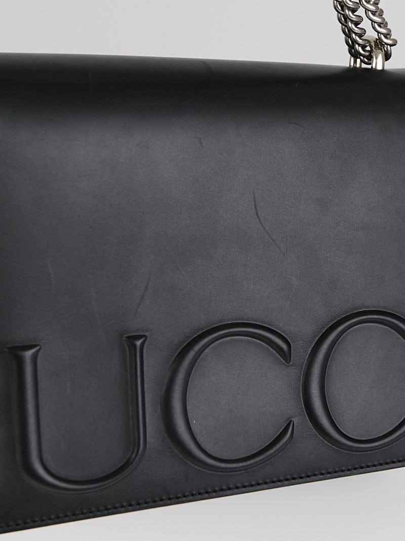 Gucci Black Xl Embossed Chain Strap Bag