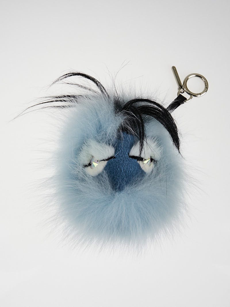 Fendi Light Blue Fur Monster Bug Bag Charm and Key Chain | Yoogi's