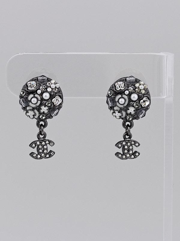 Chanel Ruthenium and Crystal CC Drop Earrings