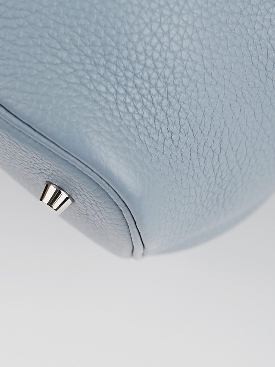 Hermes 26cm Turquoise Clemence Leather Picotin Lock GM Bag - Yoogi's Closet