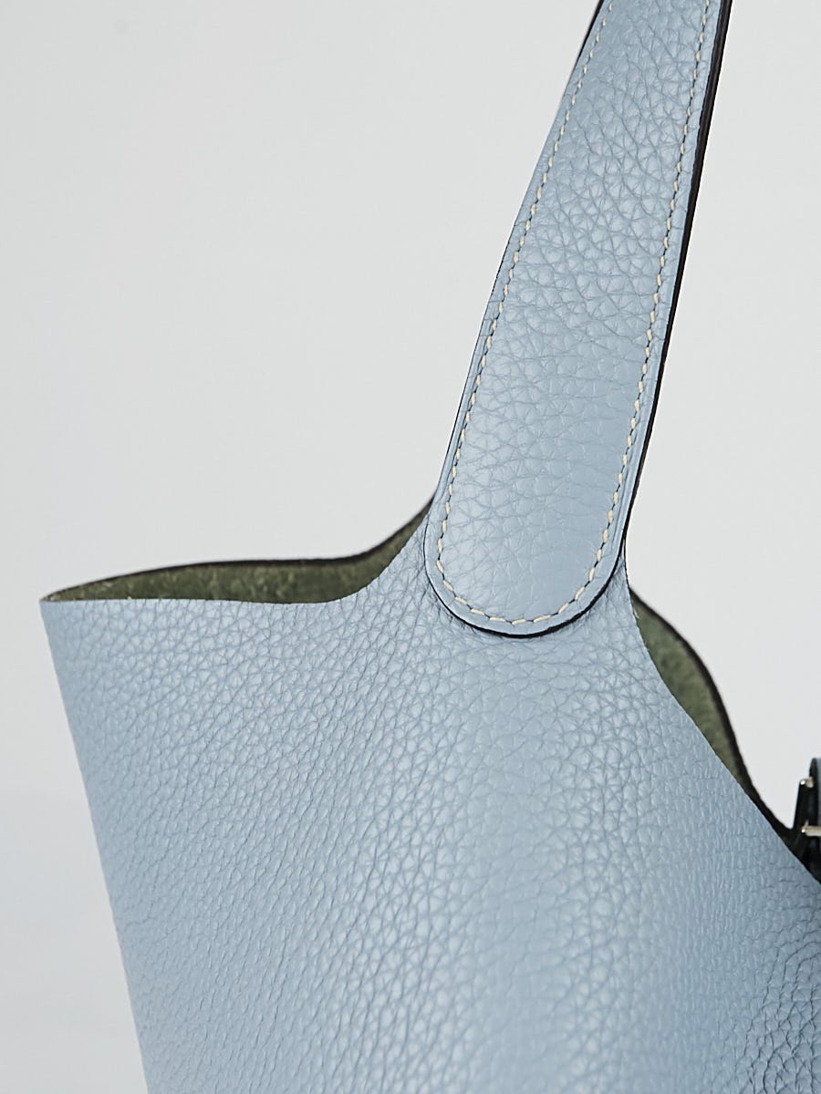 Hermes 26cm Bleu Orage Clemence Leather Picotin Lock GM Bag - Yoogi's Closet
