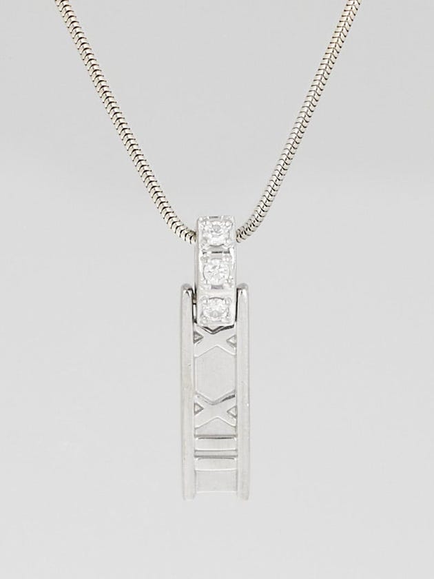 Tiffany & Co. 18k White Gold and Diamond Atlas Bar Pendant