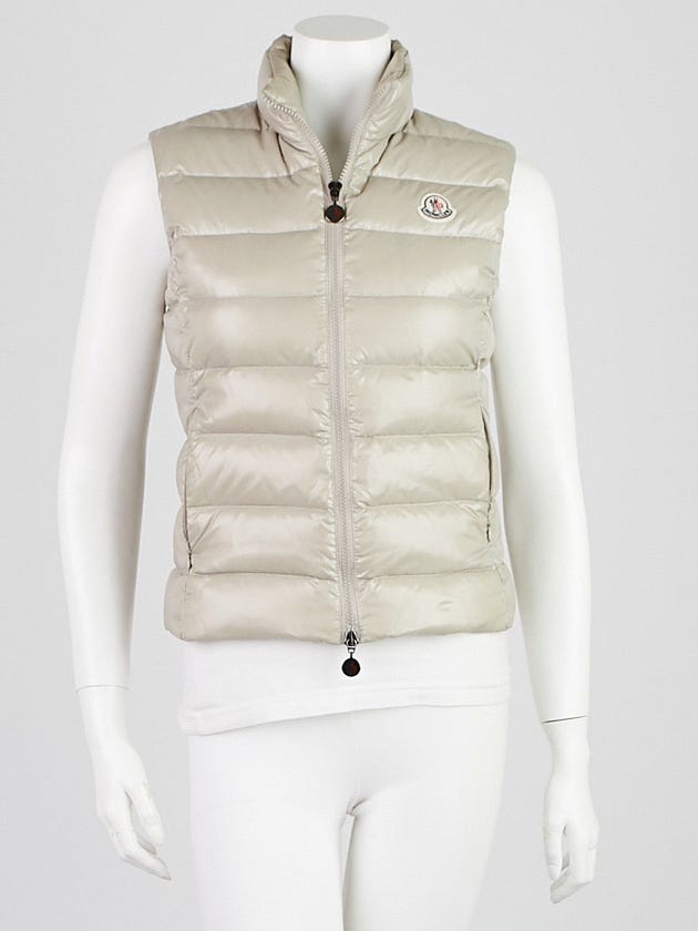 Moncler Grey Quilted Down Zip Vest Size 00