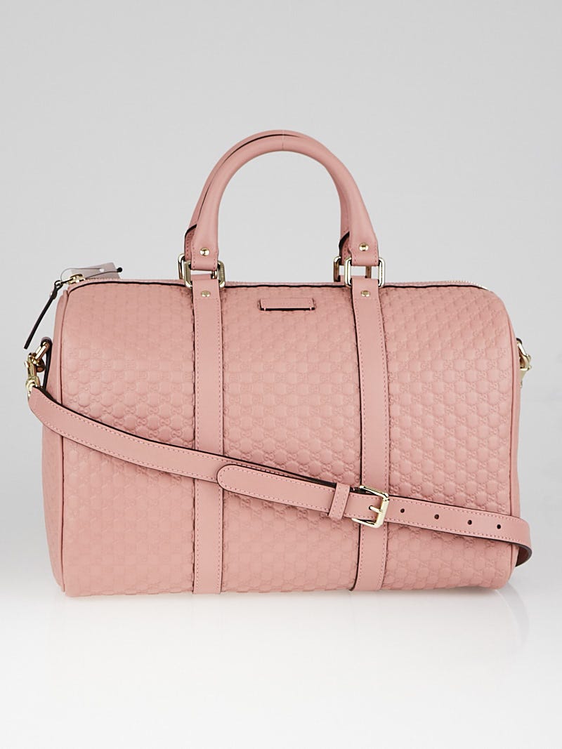Gucci Soft Pink Microguccissima Leather Medium Boston Bag w