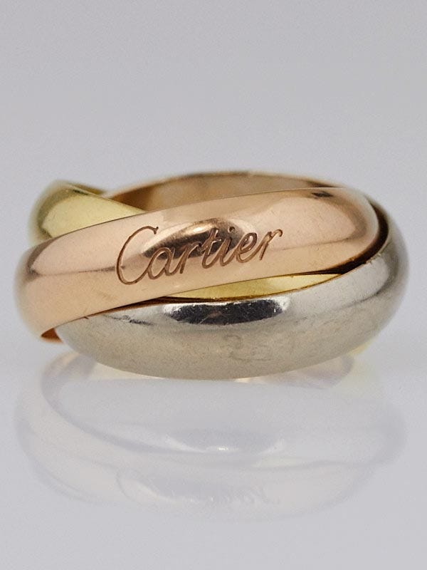 Cartier 18k Tri-Gold Trinity Large Ring Size 6.75/54