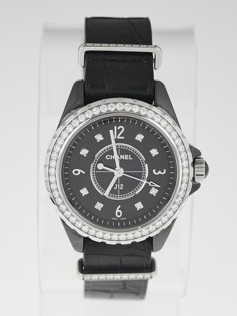 Chanel J12 G10 Black Ceramic and Diamond 33mm Quartz Watch H4188 Yoogi s Closet