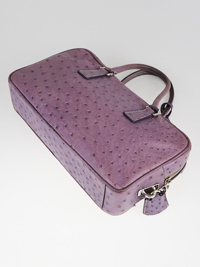 Prada Purple Ostrich Leather With Clip Skinny Belt Prada Purple Ostrich Leather With Clip Skinny Belt – Style  main image 3