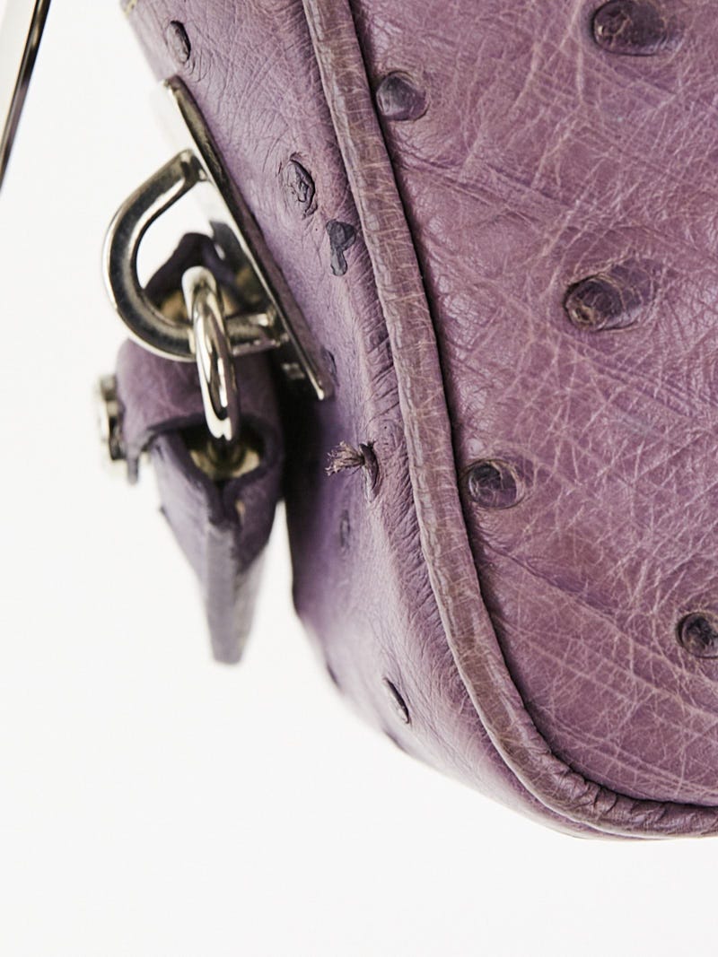 Prada Purple Ostrich Small Top Handle Satchel Bag BN0308  display picture 3