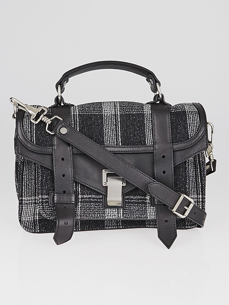 Proenza Schouler Black White Plaid Jacquard PS1 Tiny Satchel Bag