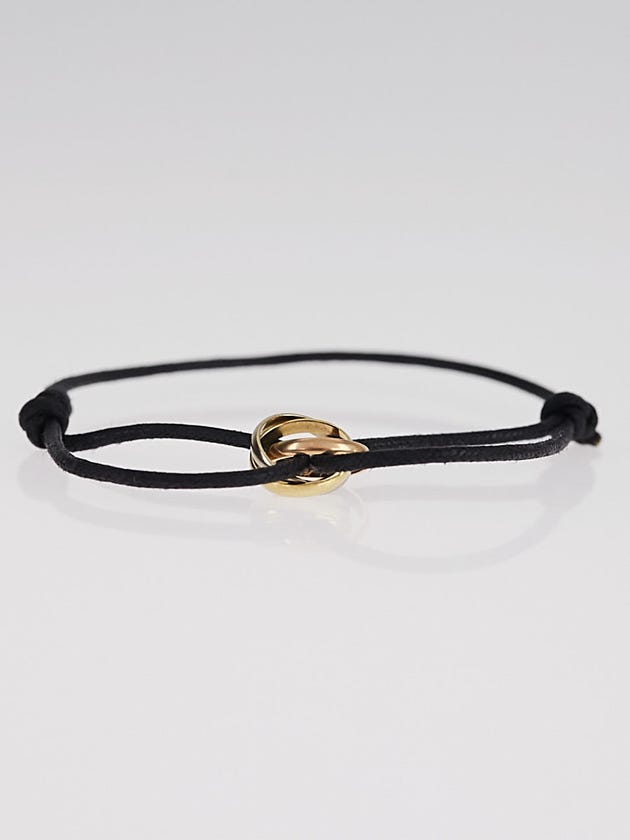 Cartier 18k Tri-Color Gold Trinity Leather Cord Bracelet