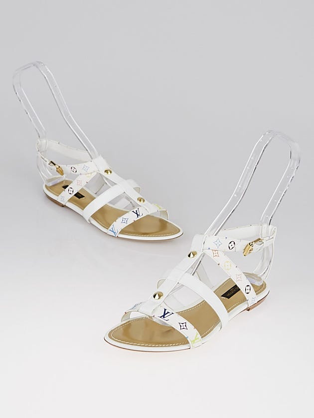 Louis Vuitton White Multicolore Gladiator Sandals Size 7.5/38