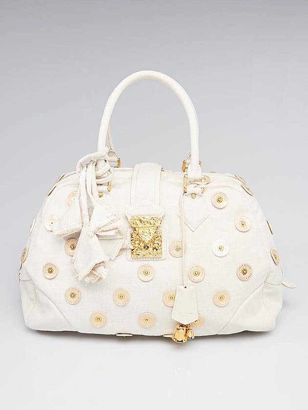 Louis Vuitton Limited Edition Beige Canvas Polka Dots Panema Bowly Bag