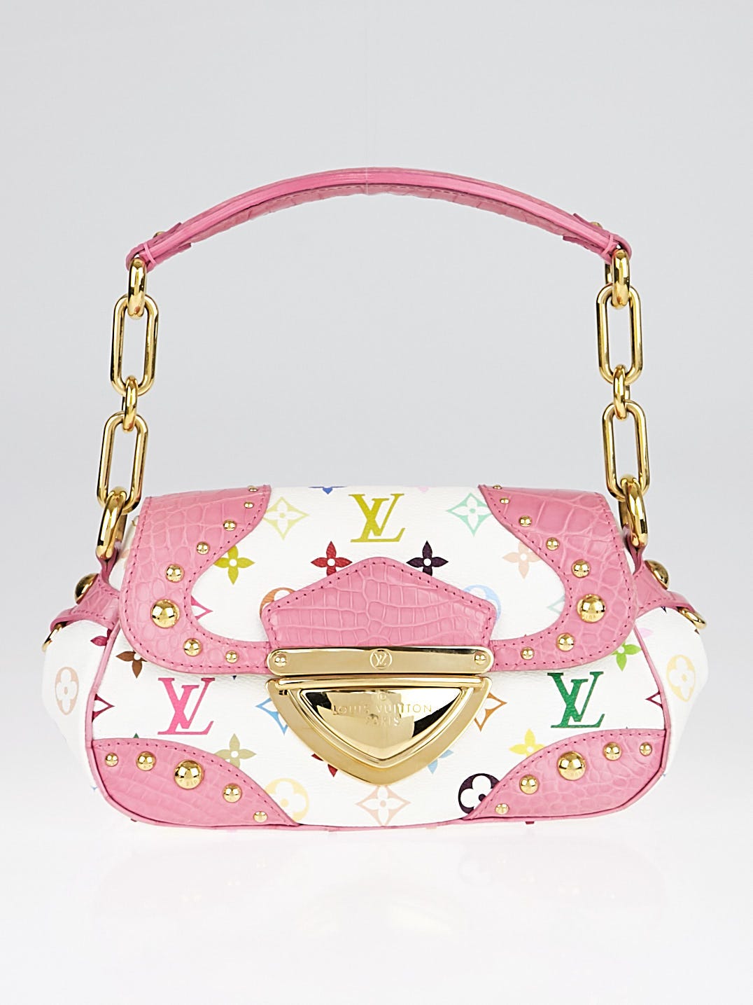 Louis Vuitton Limited Edition Pink Alligator White Monogram Multicolore  Marilyn Bag - Yoogi's Closet