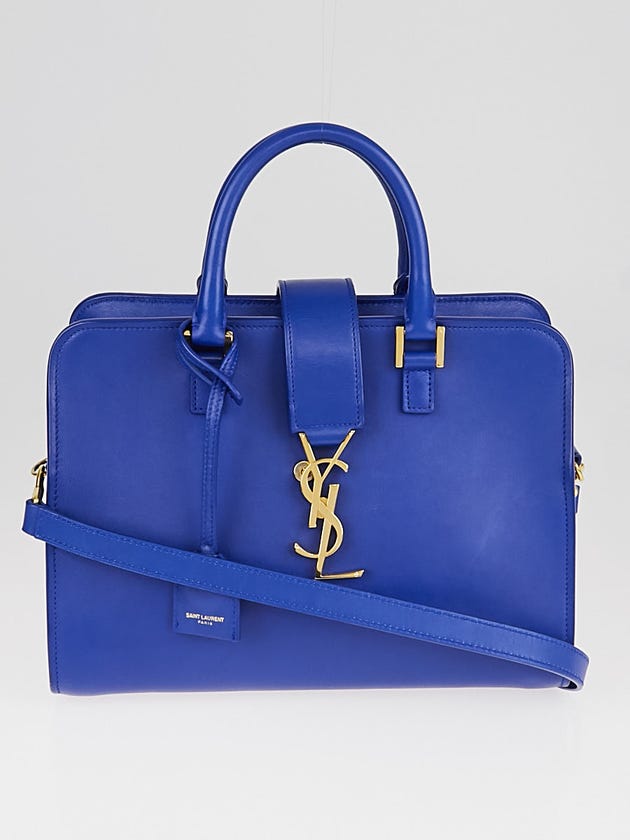 Yves Saint Laurent Blue Calfskin Leather Baby Monogram Cabas Bag