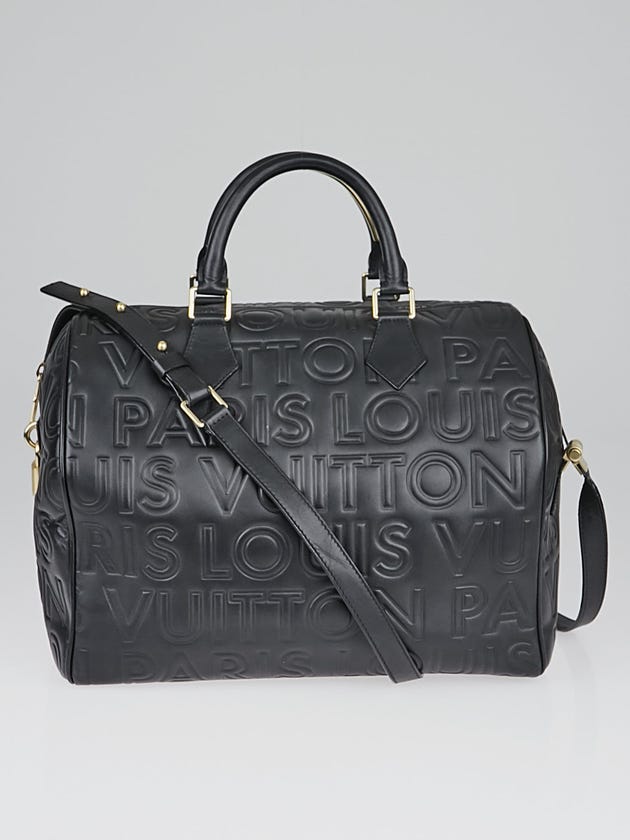 Louis Vuitton Limited Edition Black Monogram Paris Embossed Leather Speedy Cube 30 Bag