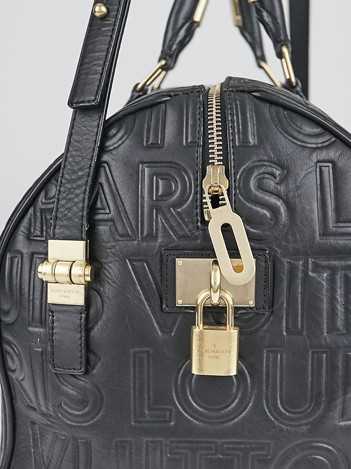 Louis Vuitton Limited Edition Black Monogram Paris Embossed Leather Speedy  Cube 30 Bag w/o Strap - Yoogi's Closet