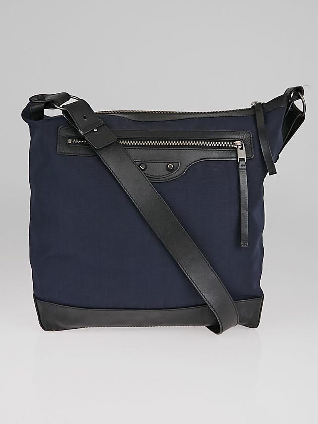 Balenciaga Navy Blue Nylon and Leather Men's Day Bag