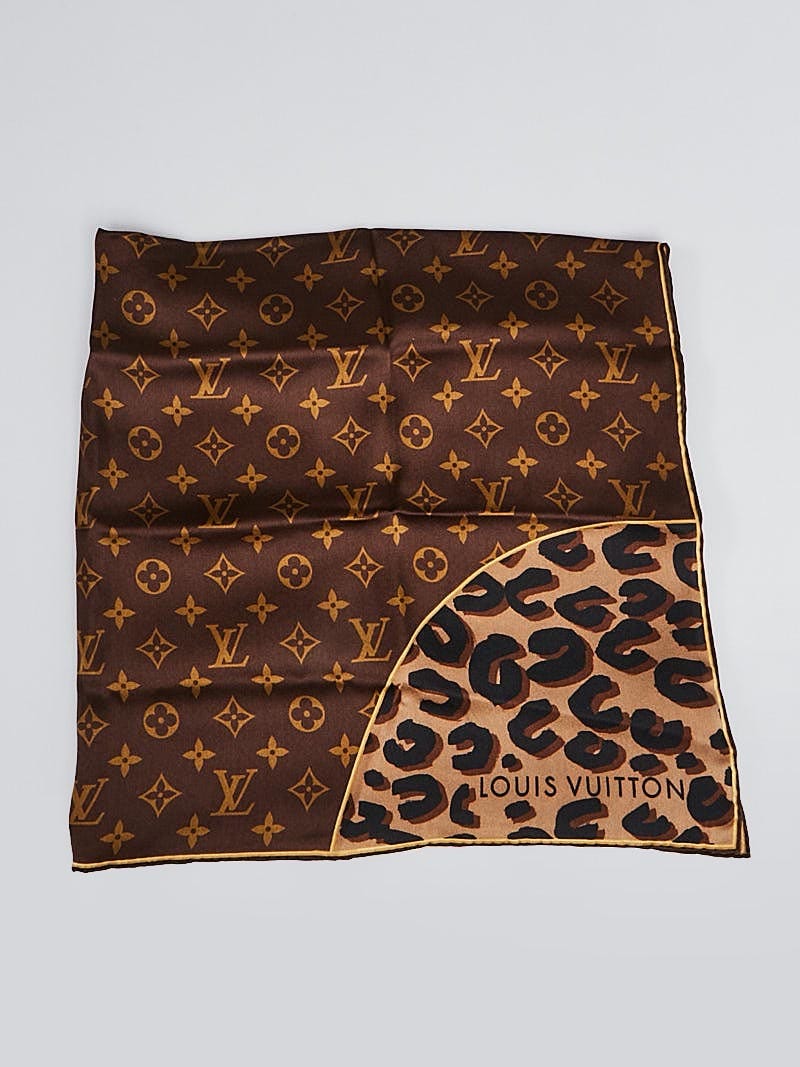 Louis Vuitton Leopard Silk and Brown Fox Fur Stole Scarf - Yoogi's Closet