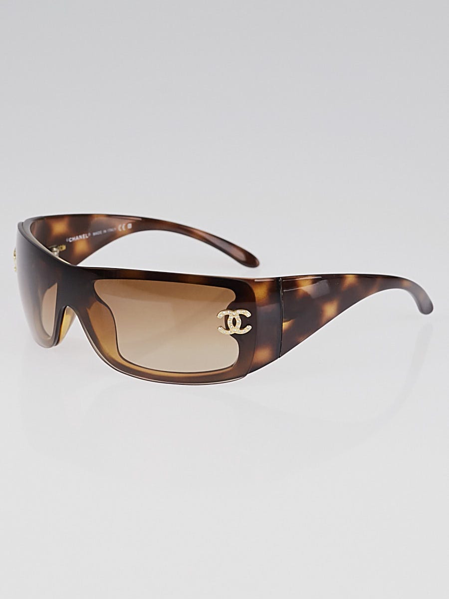 Chanel Brown Gradient Lenses Tortoise Shell with Swarovski Crystals  Sunglasses 5088-B - Yoogi's Closet