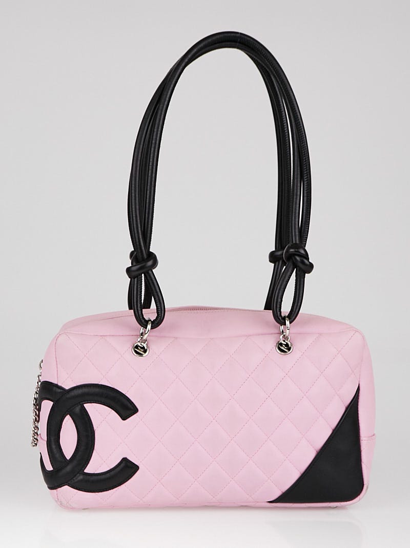 Chanel Pink/Black Quilted Leather Cambon Ligne Bowler Tote Bag