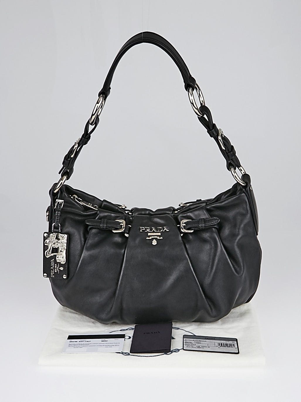 Prada Black Soft Calf Leather Small Shoulder Bag BR3795