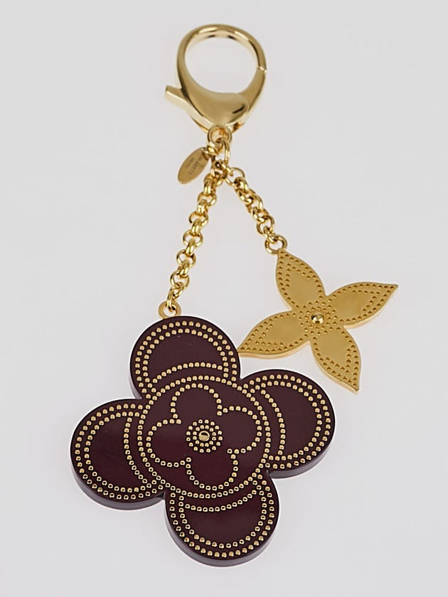 Louis Vuitton Goldtone Metal Stipply Flower Key Holder and Bag Charm