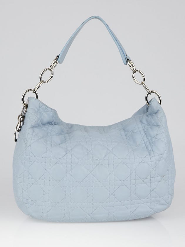 Christian Dior Light Blue Quilted Lambskin Leather Cannage Dior Soft Small Hobo Bag