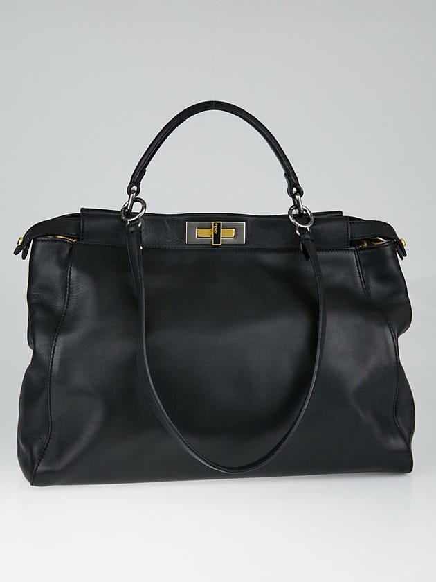 Fendi Black Smooth Calfskin Leather Large Peekaboo Bag 8BN210
