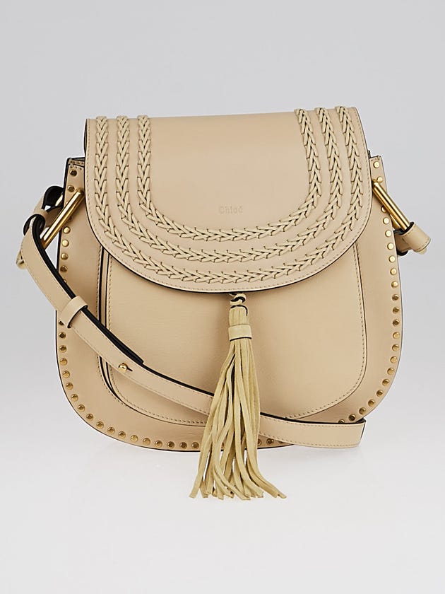 Chloe Pearl Beige Braided Leather Medium Hudson Bag