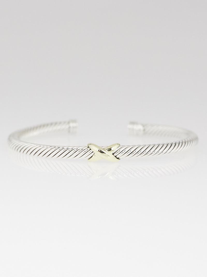 David Yurman 5mm Sterling Silver and 18k Gold Cable Crossover X Bracelet