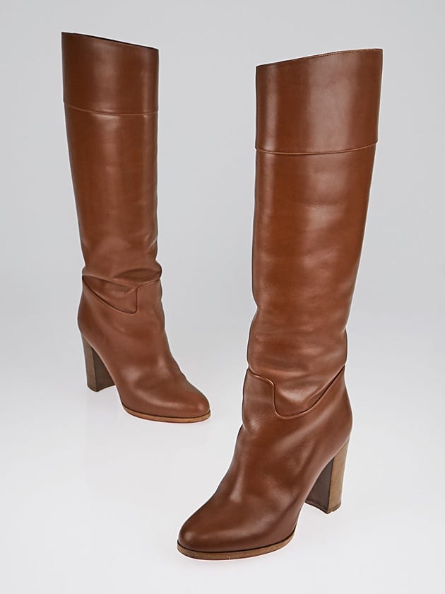 Christian Louboutin Brown Leather Dartata 70 Tall Boots Size 6.5/37