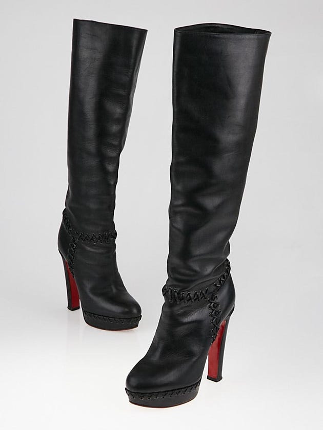 Christian Louboutin Black Leather Tres Contente Alta 140mm Boots Size 6.5/37