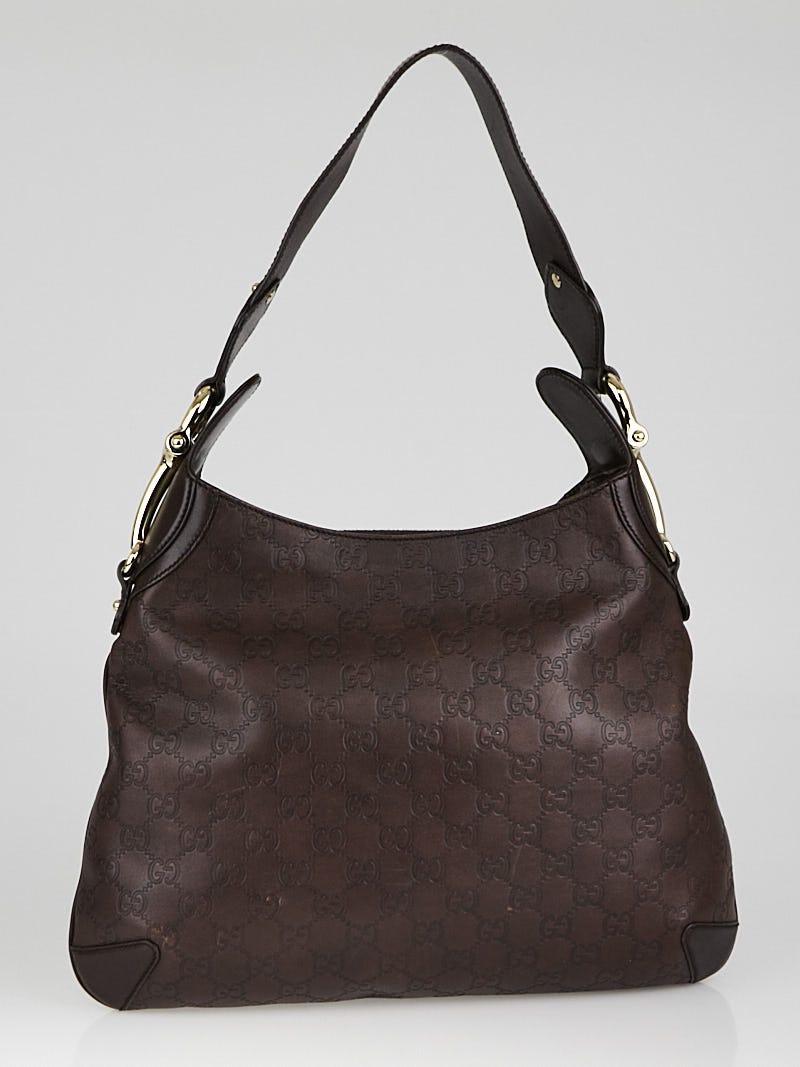 GUCCI Brown Guccissima Leather Horsebit Creole Hobo Bag