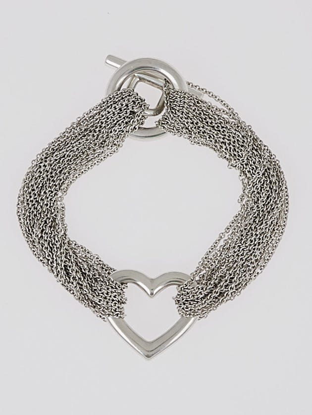 Tiffany & Co. Sterling Silver Ten Row Chain Heart Toggle Bracelet
