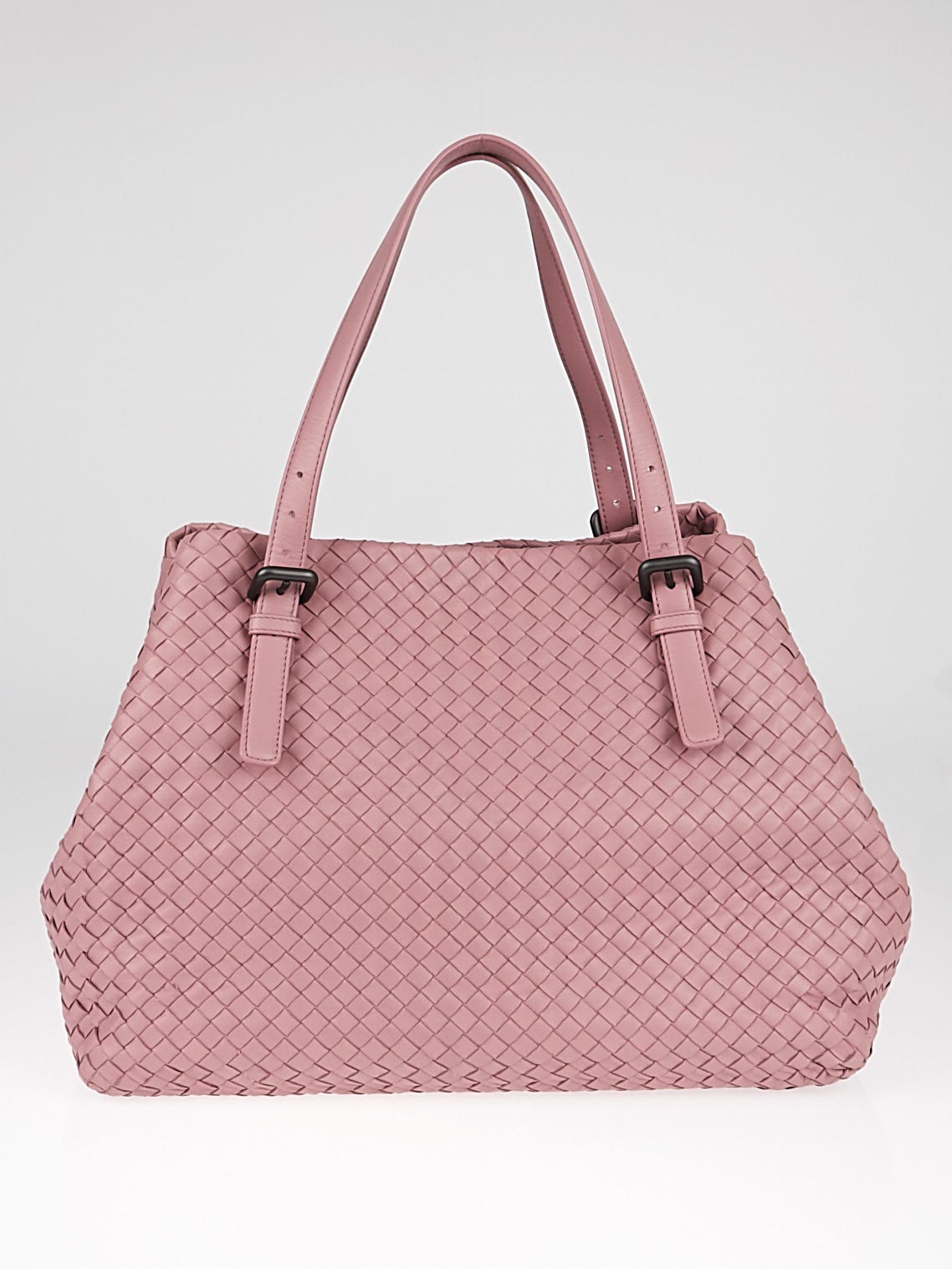 Bottega Veneta Pink Intrecciato Woven Nappa Leather Large