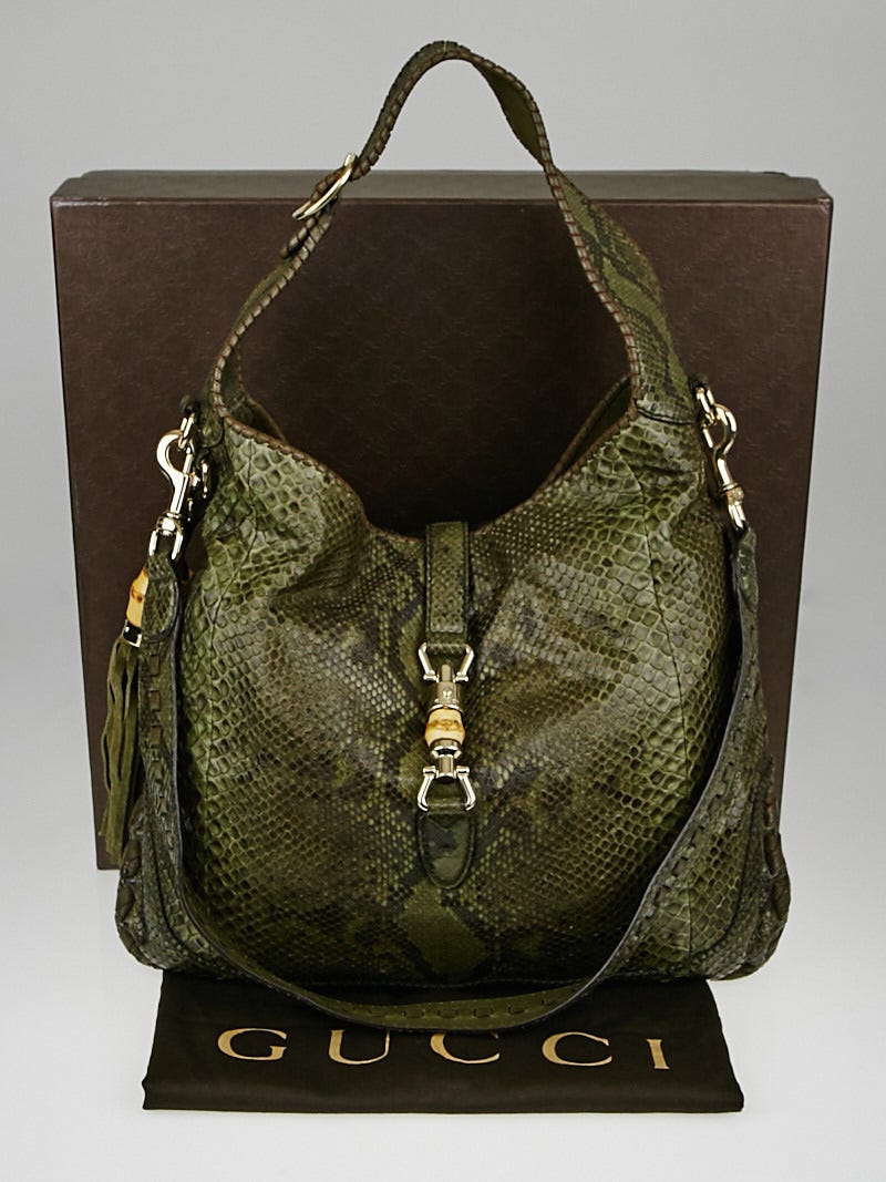 Celine Green Python Medium Classic Box Flap Bag - Yoogi's Closet