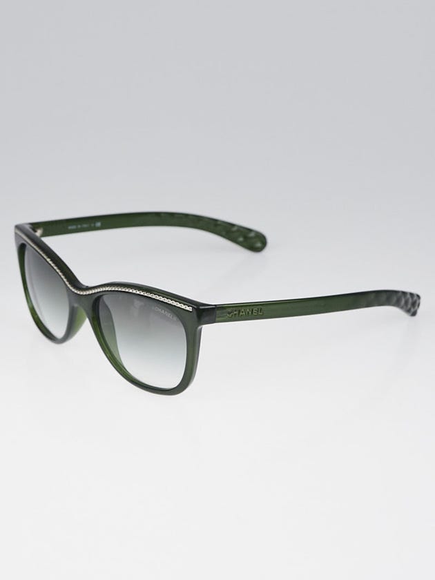 Chanel Green Frame Cat-Eye Chain Sunglasses-6041