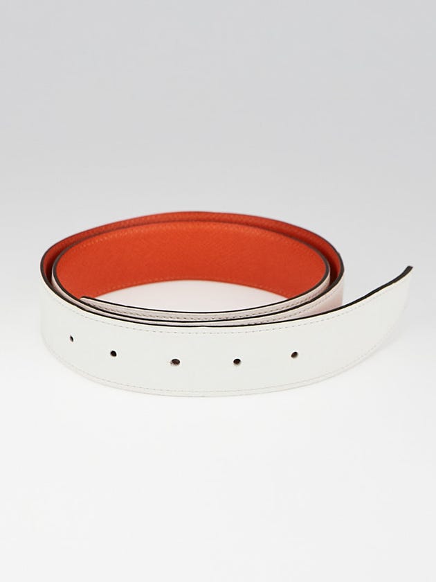 Hermes 32mm Orange Epsom/White Swift Leather Belt Strap Size 85